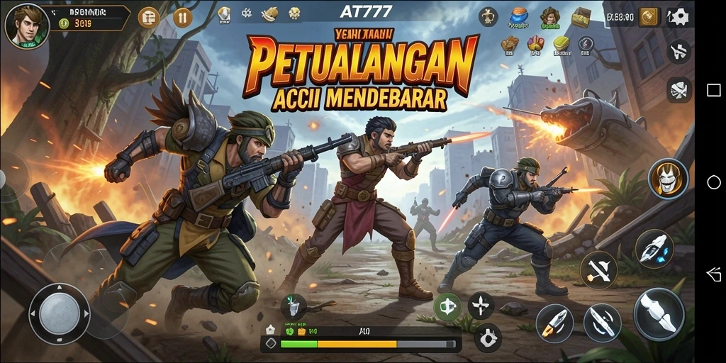 Screenshot menunjukkan aksi epic dalam gameplay AT777.