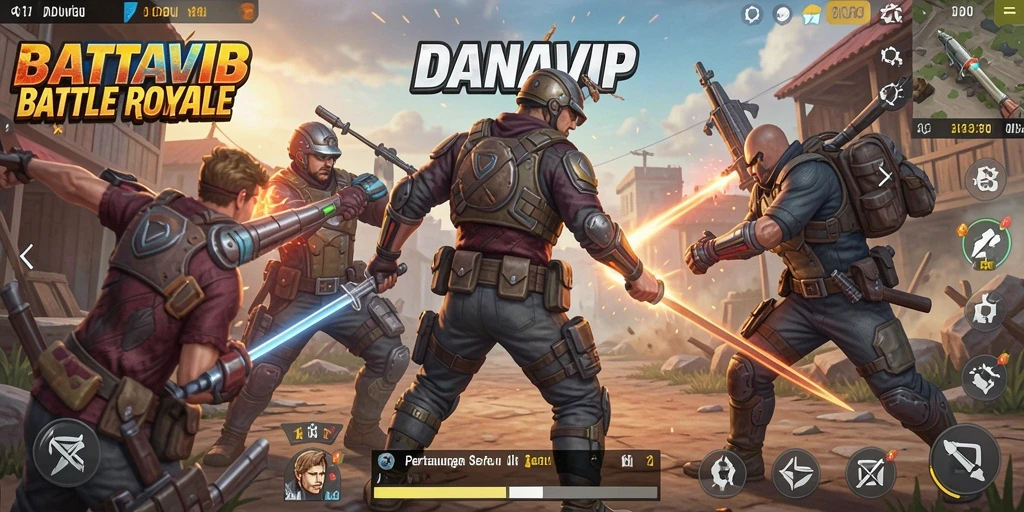 Tampilan gameplay seru dalam DANAVIP yang penuh aksi Battle Royale.