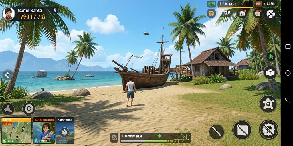 Tampilan menarik dari gameplay santai F7F7 dengan karakter lucu.