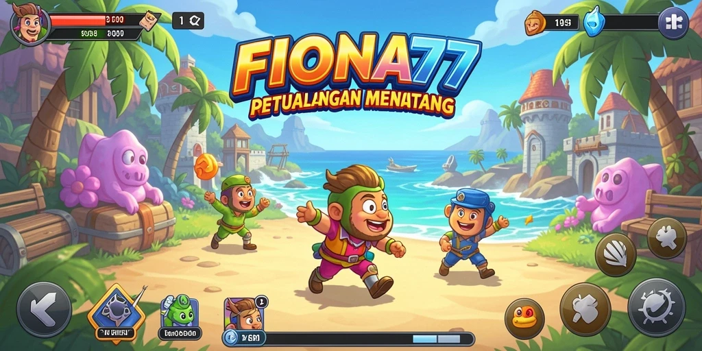 Tampilan gameplay FIONA77 yang penuh warna dan dinamis.