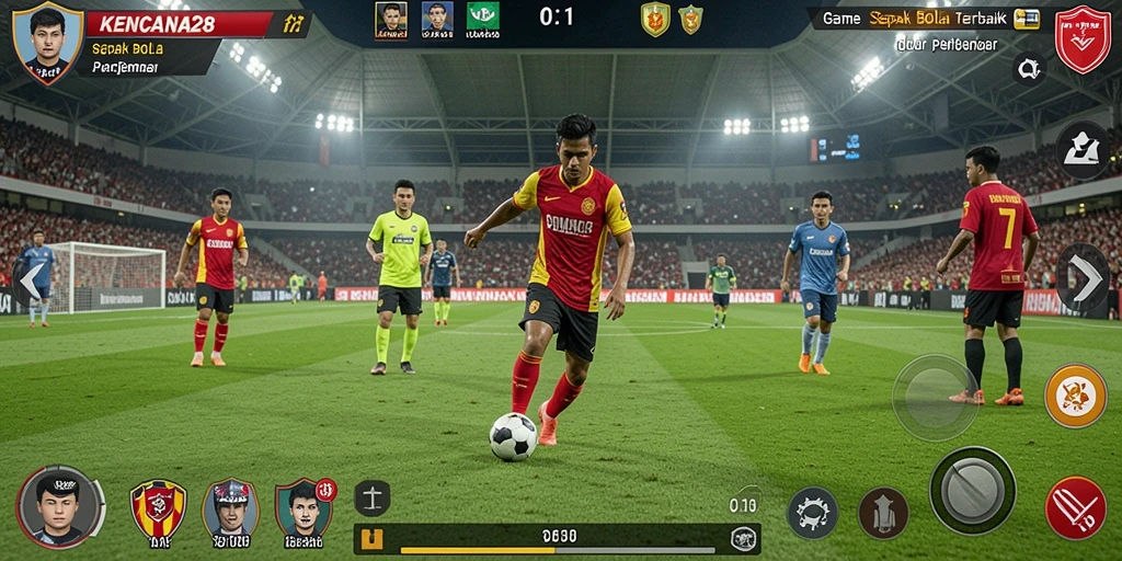 Tampilan gameplay menampilkan pertandingan sepak bola yang seru dan dinamis.