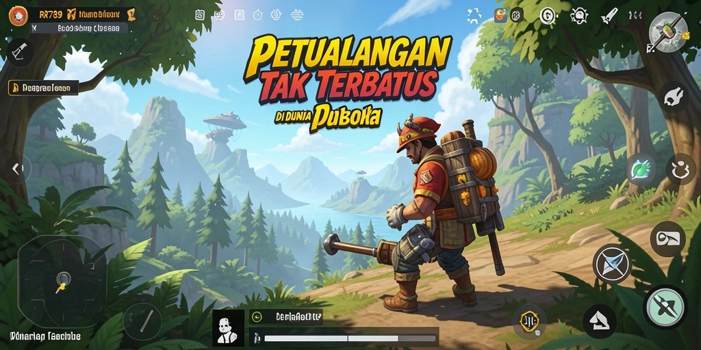 Screenshot gameplay RR789 yang menampilkan dunia terbuka yang indah.