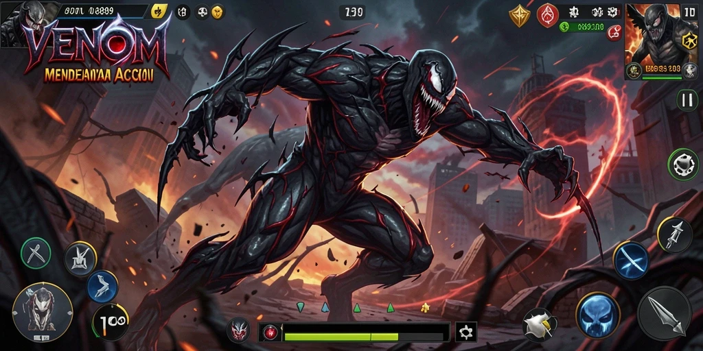 Screenshot permainan <strong>VENOM889</strong> menunjukkan aksi mendebarkan di arena pertempuran.